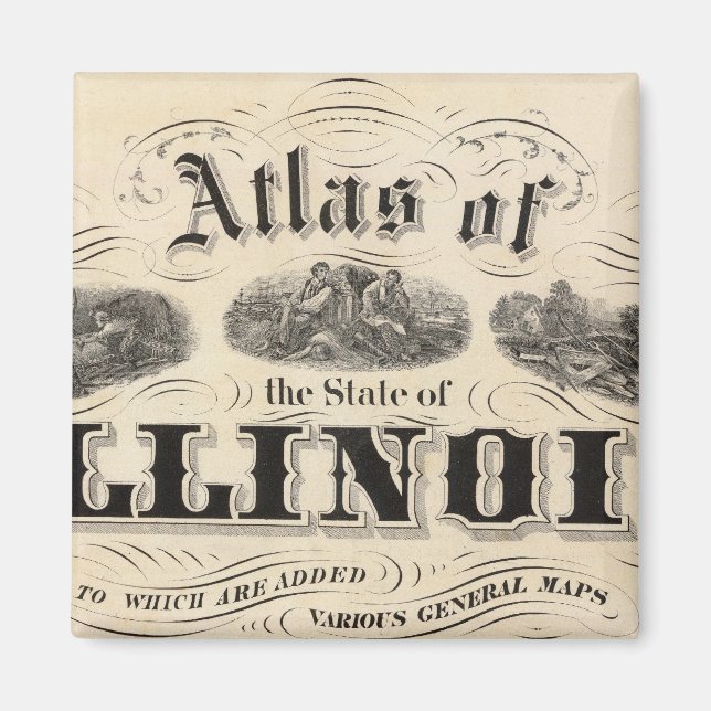 Aimant Titre Page Atlas de l'Etat de l'Illinois (Devant)