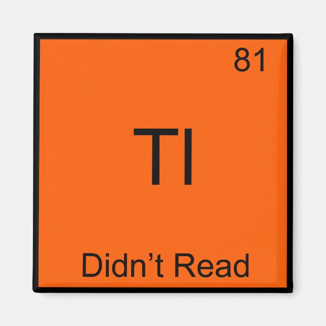 Aimant TL;DR Symbole d'élément de chimie Drôle TLDR (Devant)