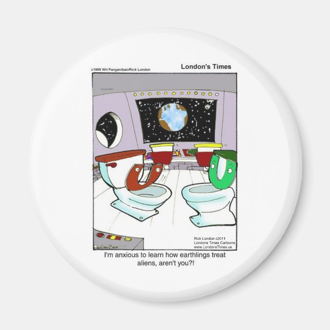 Aimant Toilets From Outer Space Funny Tees Mugs Cards Etc (Devant)
