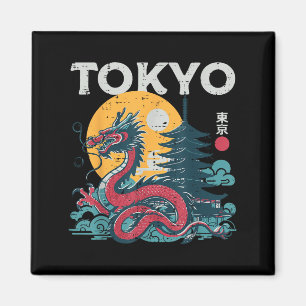 Aimant Tokyo Dragon Asiatique Vintage Japonaise Mythique 