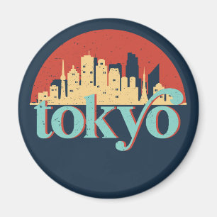 Aimant Tokyo Japan Skyline Retro Travel Art