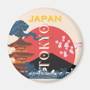 Aimant Tokyo Japan Travel Art, Retro Travel Art