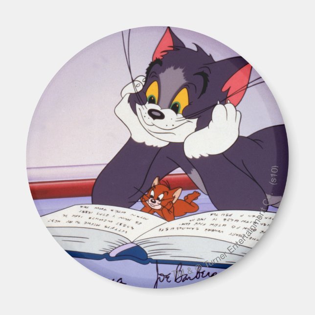 Aimant Tom Et Jerry Lecture Livre Autographié (Devant)