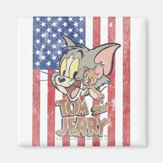 Aimant Tom & Jerry avec le drapeau américain