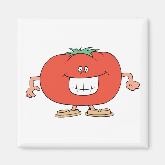 Aimant tomate de dessin animé heureux et idiot (Devant)