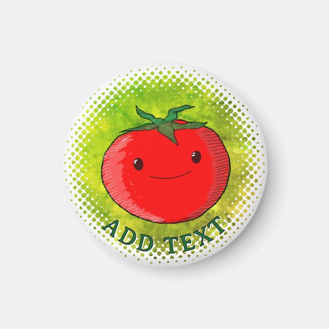Aimant Tomate de dessin animé mignon Fond aquarelle (Devant)