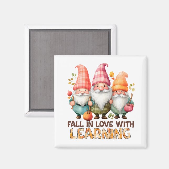 Aimant Tombez amoureux de l'apprentissage – Trio de gnome (Recto/Verso)