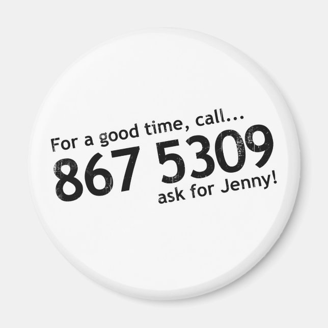 Aimant Tommy Tutone 867 5309 (Devant)