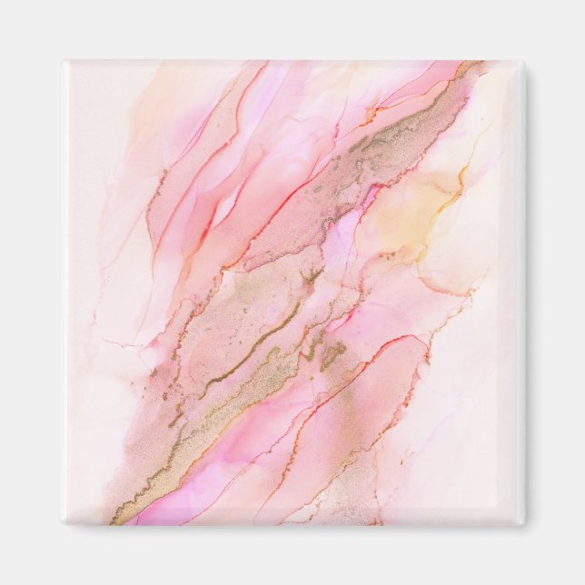 Aimant Tons roses dans les nuages d'encre avec or (Devant)