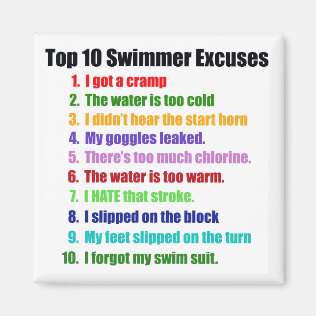 Aimant Top Ten Swimmers Excusent (Devant)