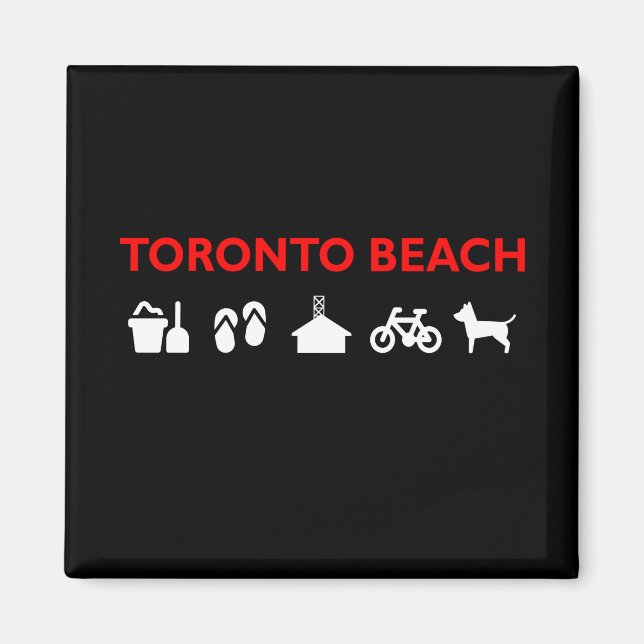 Aimant Toronto Beach Icons Couleur foncée (Devant)