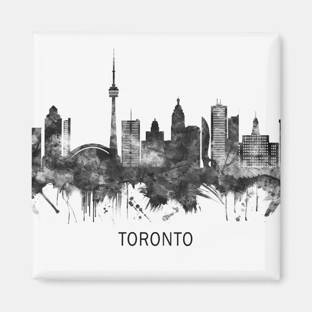 Aimant Toronto Canada Skyline BW (Devant)