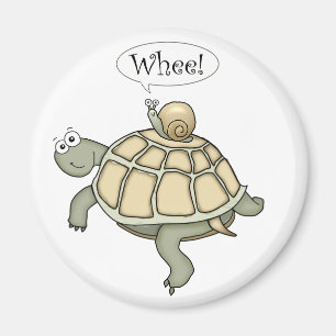 Aimant Tortue caricaturale et escargot Wheel ! Cadeau mag