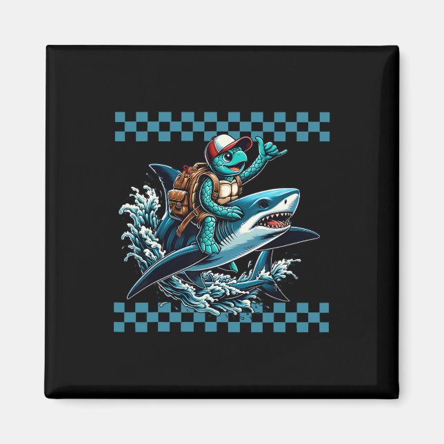 Aimant Tortue de mer chevauchant un requin pour ramener l (Devant)