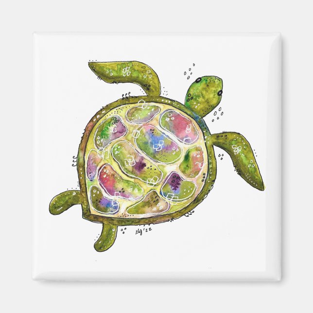 Aimant Tortue de mer mignonne (Devant)