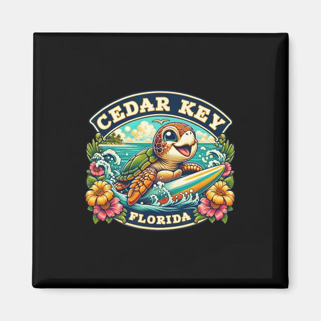 Aimant Tortue de mer mignonne de Cedar Key en Floride en  (Devant)