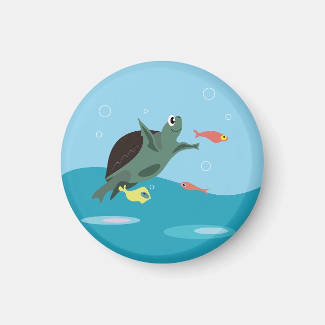 Aimant Tortue de mer mignonne sous l'art marin (Devant)