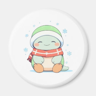 Aimant Tortue d'hiver Cozy avec Dessin Kawaii Écharpe