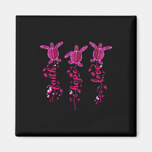 Aimant Tortue Faith Hope Love Pink Ribbon Cancer du sein