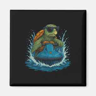 Aimant Tortue Marine cool Avec Sungles Jet Ski Rider Summ