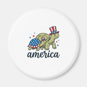 Aimant Tortue Patriotique Amérique Gravure Vintage Design