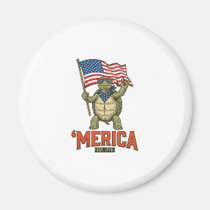 Aimant Tortue Patriotique ‘Merica Vintage Vector