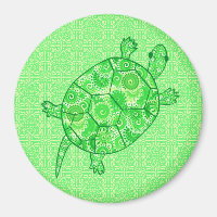 Tortue tourbée fractale - chaux et vert émeraude
