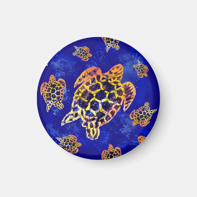 Aimant Tortues marines Batik Art Africain (Devant)