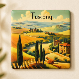 Aimant Toscane Campagne Vintage Texte Personnalisé
