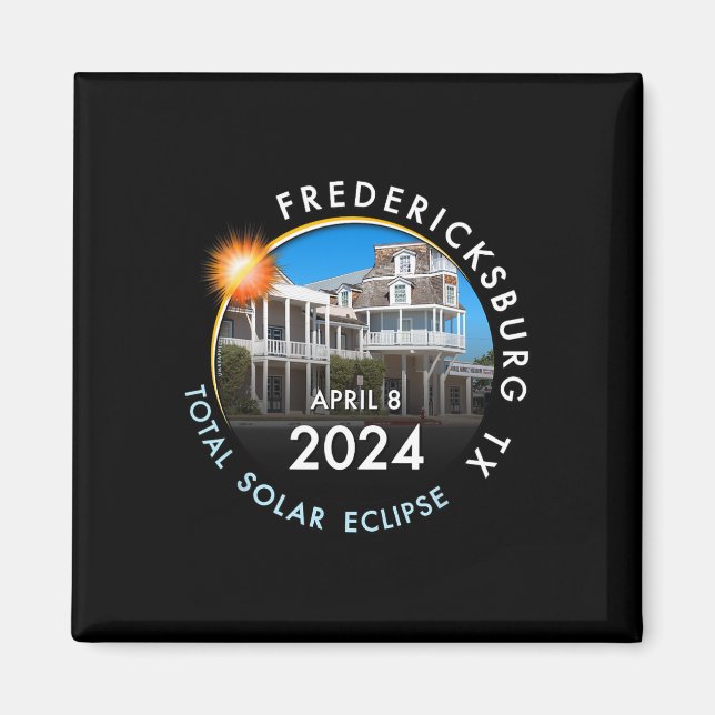 Aimant Total de l'éclipse solaire 2024 Fredericksburg T (Devant)