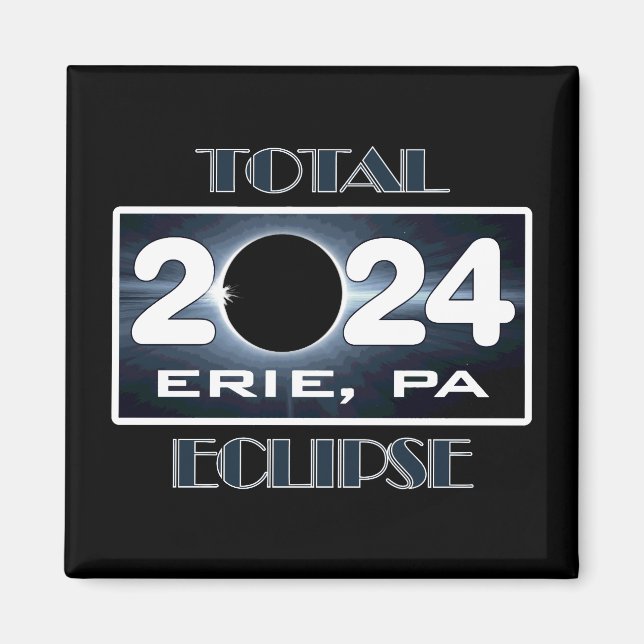 Aimant Total Eclipse Erie PA 2024 Parcours de la totalité (Devant)