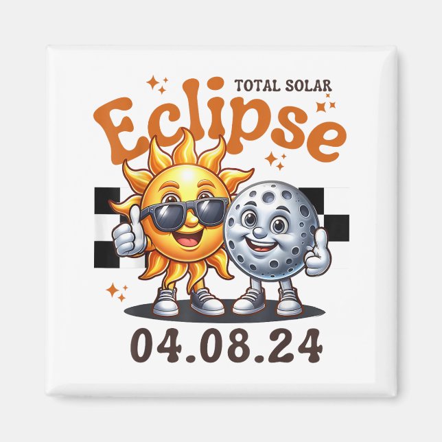 Aimant Total Éclipse Solaire 2024 Mignons Éclipse Solaire (Devant)