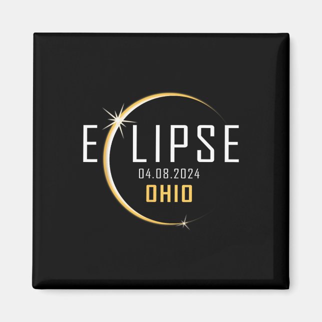 Aimant Total Éclipse Solaire 2024 Ohio Amérique Printemps (Devant)