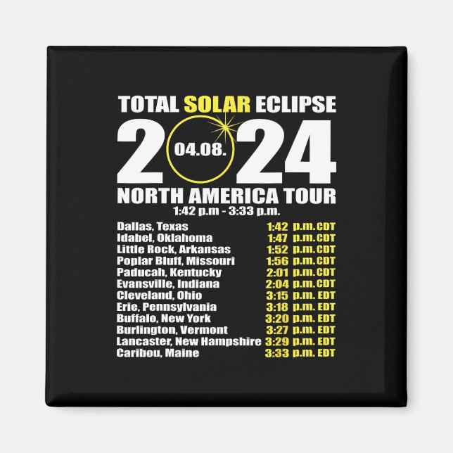 Aimant Total Éclipse Solaire 8 Avril Chemin De L'Éclipse  (Devant)