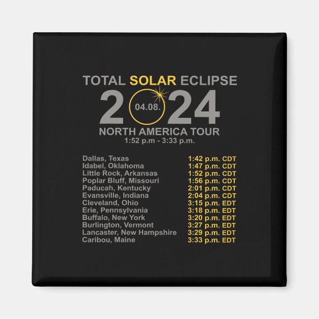 Aimant Total Éclipse Solaire 8 Avril Chemin De L'Éclipse (Devant)
