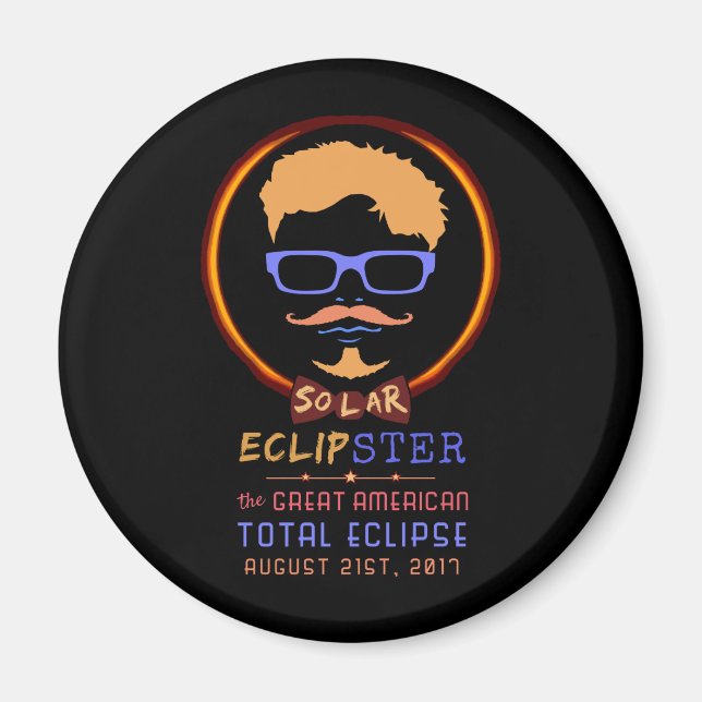 Aimant Total Éclipse Solaire Août 21 2017 Drôle Hipster (Devant)
