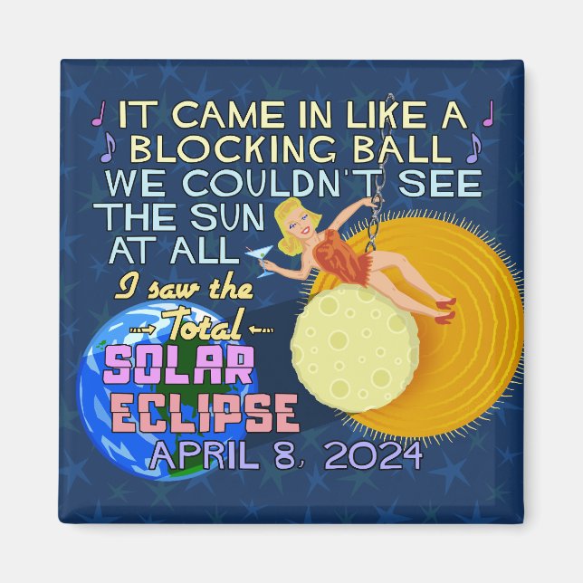Aimant Total Éclipse Solaire Avril 8 2024 Amusant América (Devant)