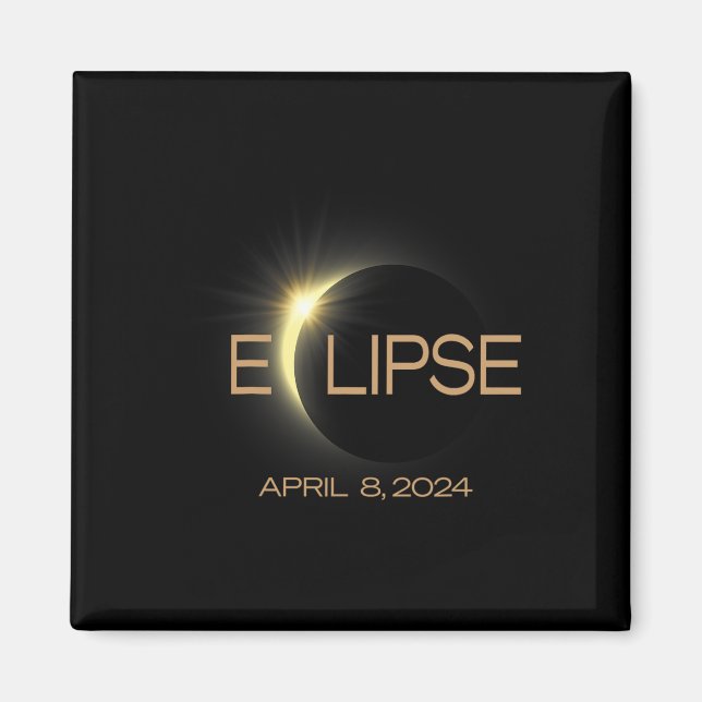 Aimant Total Solaire Eclipse 2024 Amérique (Devant)