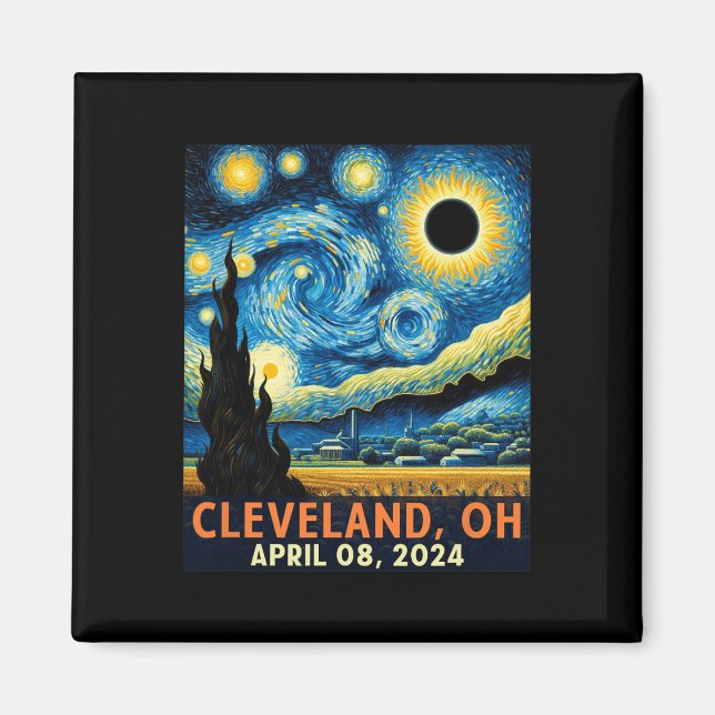 Aimant Total Solaire Eclipse 2024 Cleveland Ohio Starry N (Devant)
