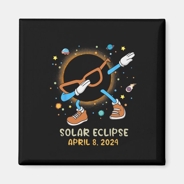 Aimant Total Solaire Eclipse 2024 Fun Dabbing Pour Enfant (Devant)