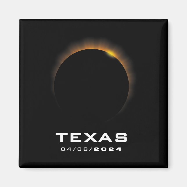 Aimant Total Solaire Eclipse 2024 Texas (Devant)