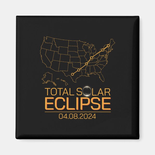 Aimant Total Solaire Eclipse Avril 8 2024 Usa Carte Total (Devant)