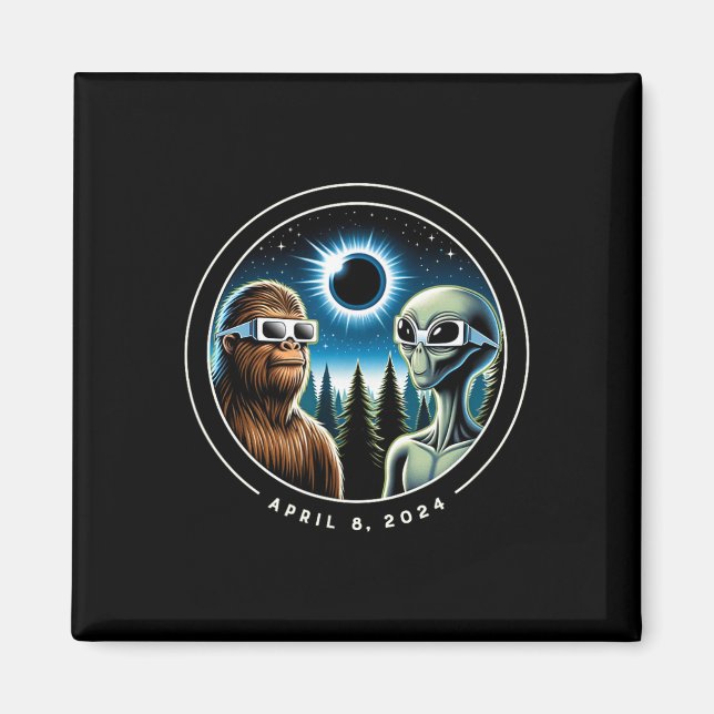 Aimant Total Solaire Eclipse Funny Bigfoot Alien Avril Da (Devant)