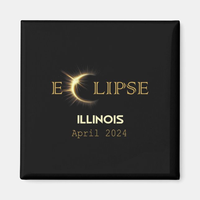Aimant Total Solaire Eclipse Illinois Totalité 8 avril 20 (Devant)