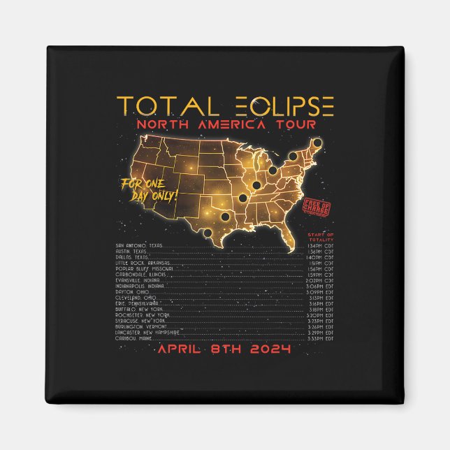 Aimant Total Solar Eclipse 2024 North America Tour (Devant)