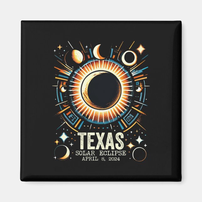 Aimant Total Solar Eclipse 2024 Texas 8 avril Mo Abstrait (Devant)