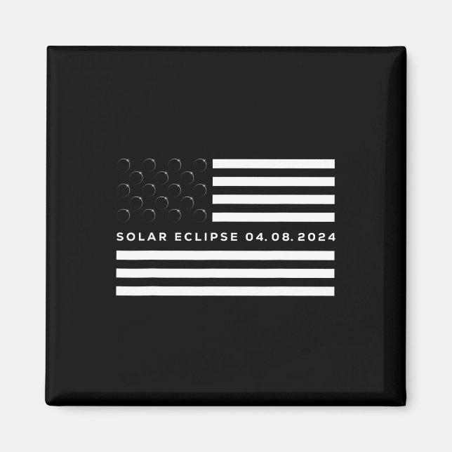 Aimant Total Solar Eclipse US American Flag 04.08.2024 À (Devant)