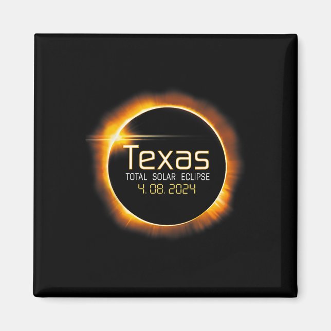 Aimant Totalité de Solar Eclipse Texas Usa 2024 (Devant)