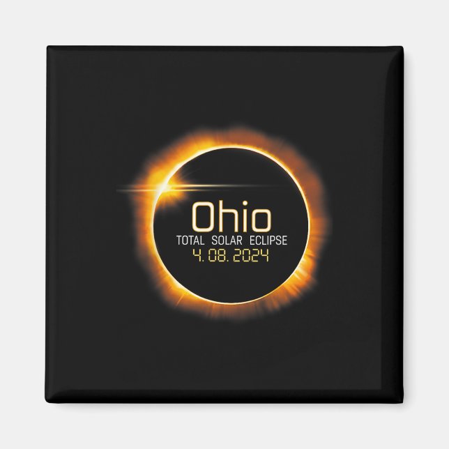Aimant Totalité Ohio Total Éclipse Solaire 8 avril 2024 (Devant)