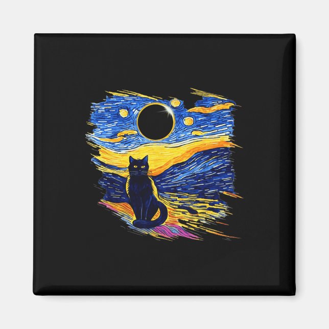 Aimant Totalité Solaire Eclipse 2024 Starry Night Van Gog (Devant)